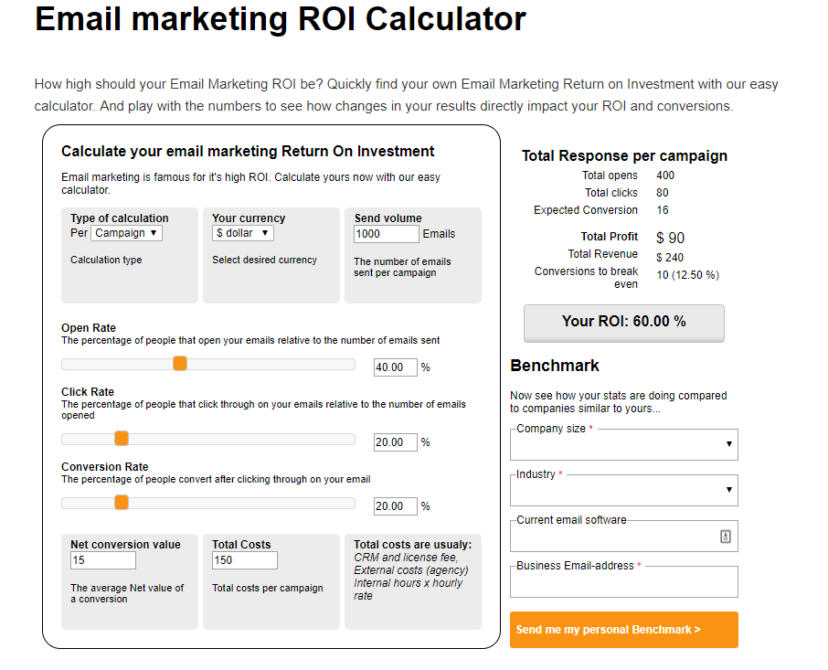 Email Marketing ROI Calculator