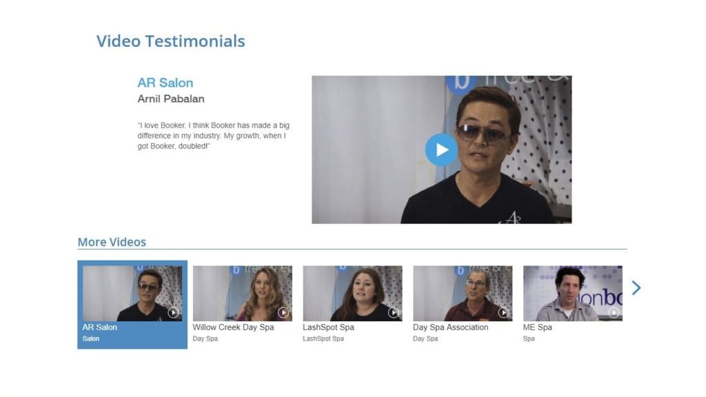 Testimonial example from Booker