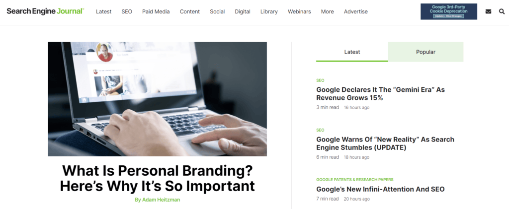 Search Engine Journal homepage.