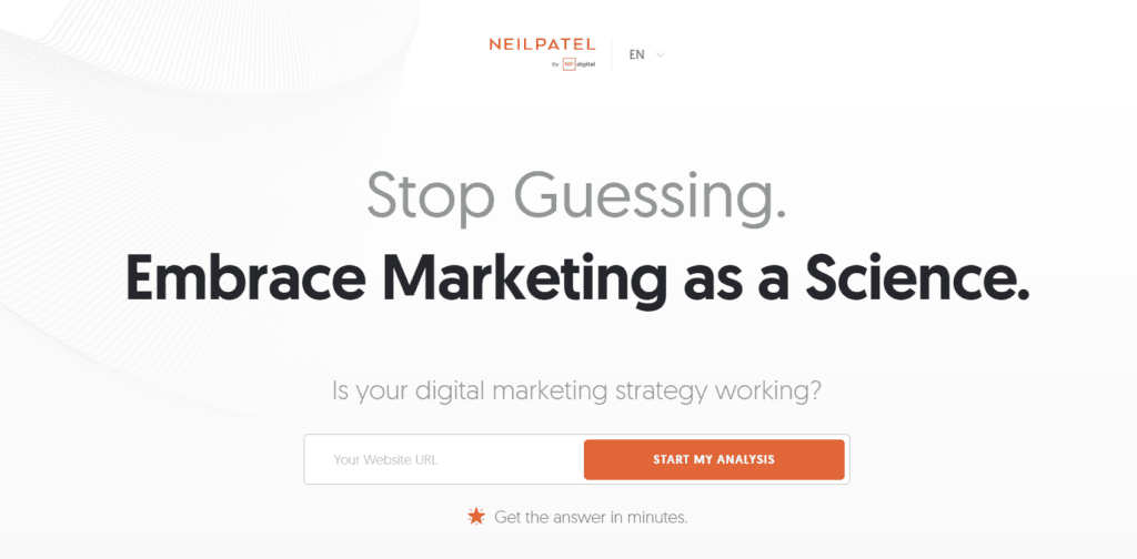 Homepage of Neil Patel's top SEO website.