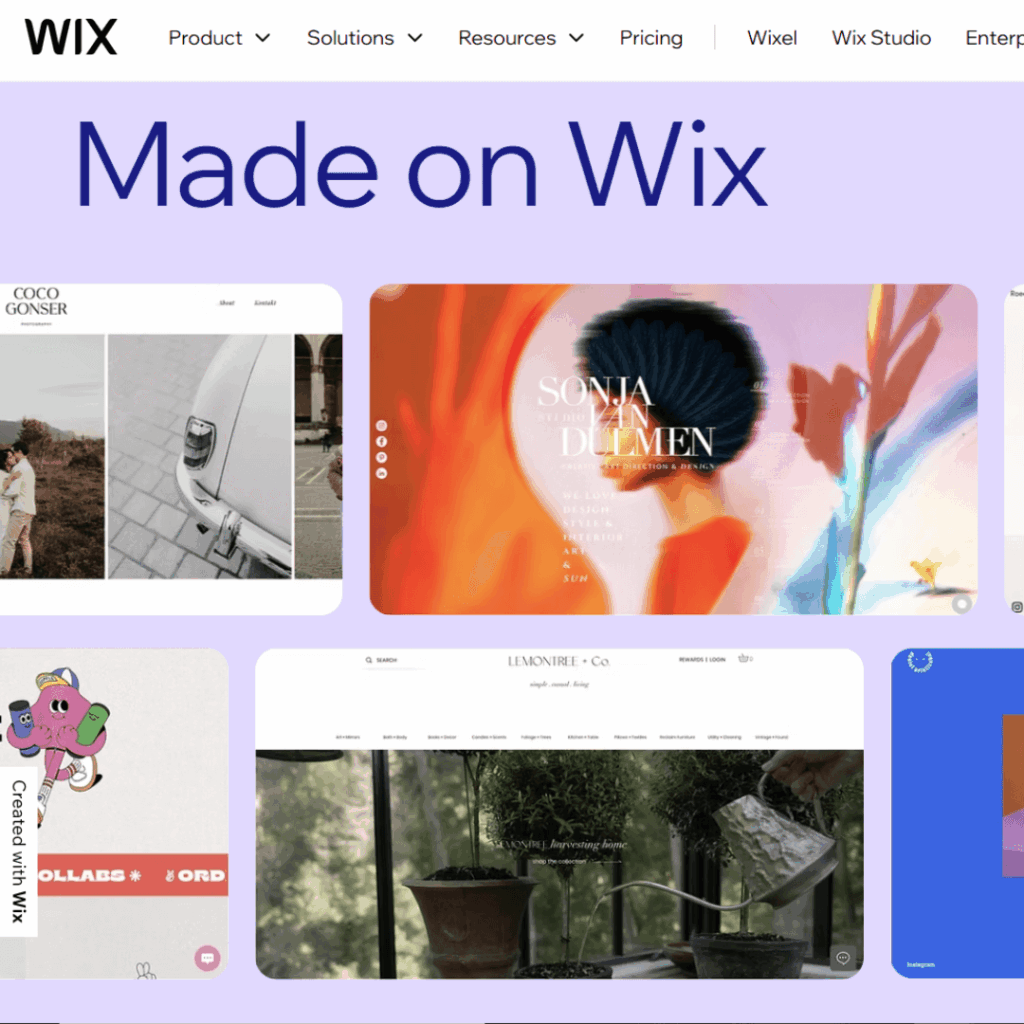 WIX homepage