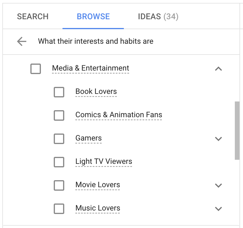 Affinity audiences targeting on YouTube