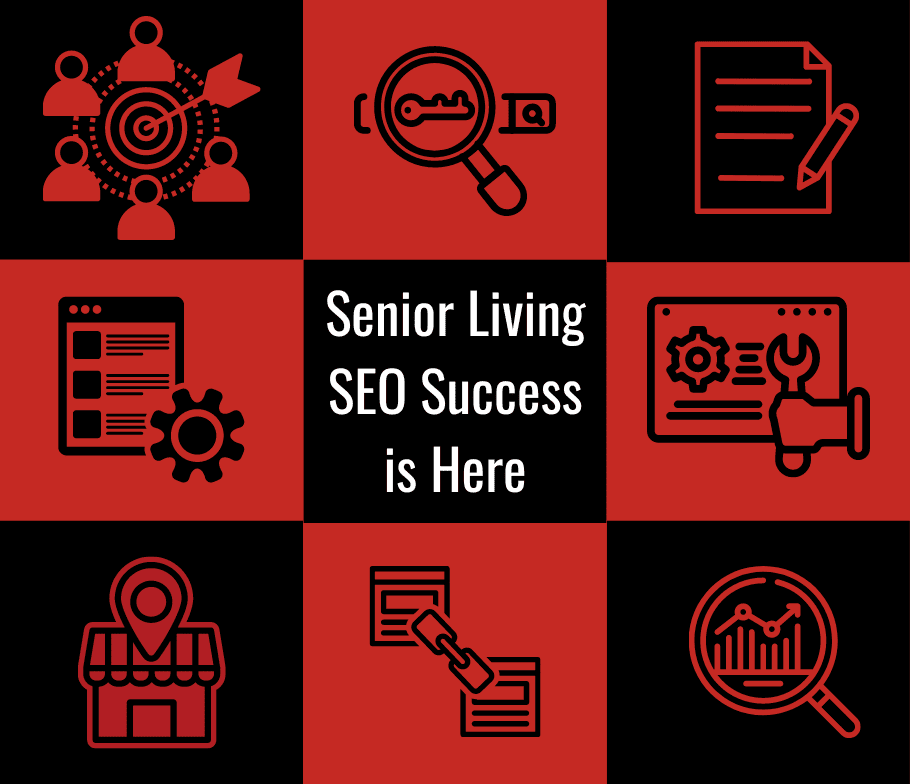 A graphic symbolizing senior living SEO.