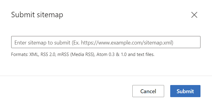 Bing Webmaster Tools sitemap submission button