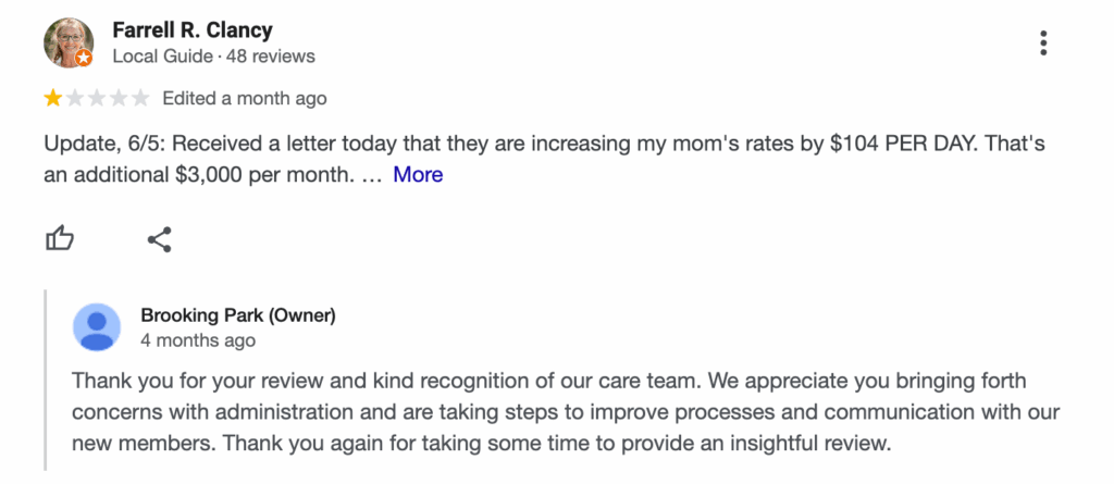 Example of building trust with users by replying to bad reviews