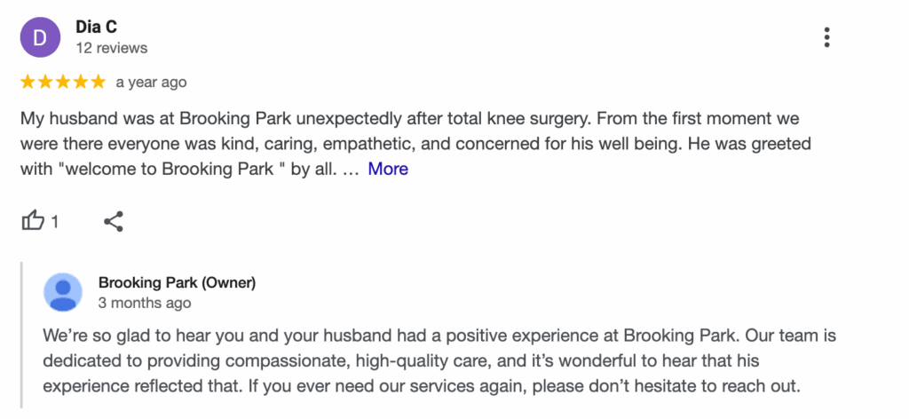 Example of building trust by replying to good reviews