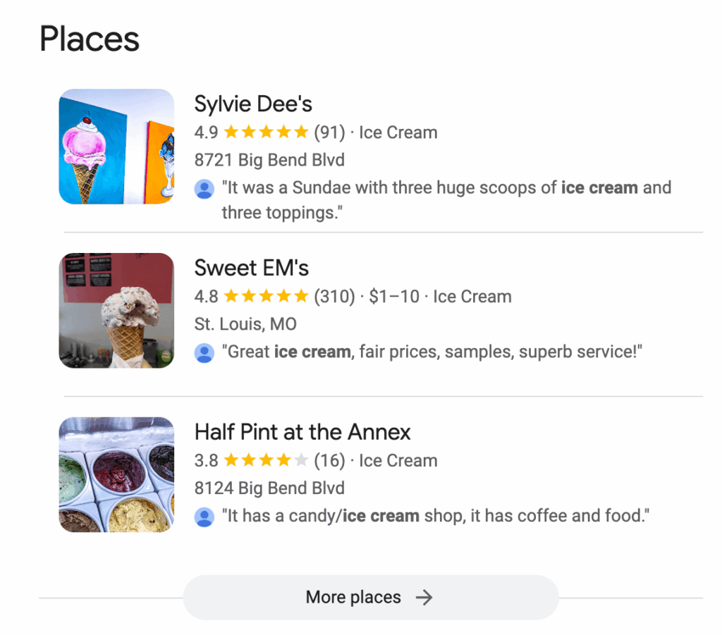 image of local business rich results