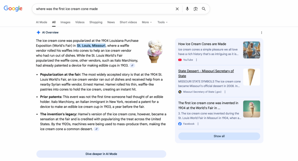 image of an AI overview from Google search