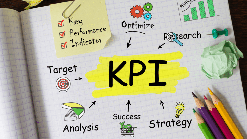 notebook showing key performance indicators