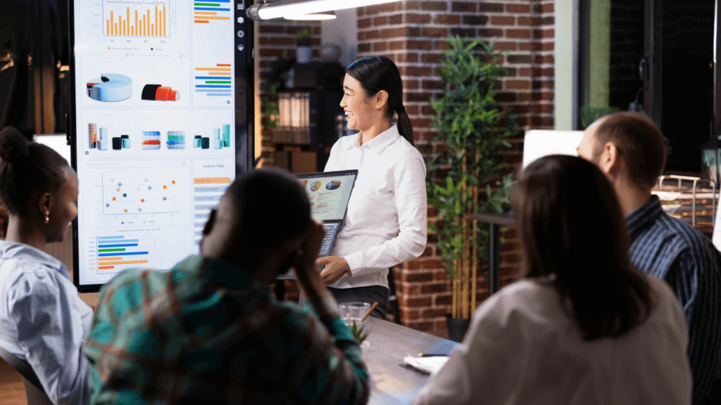 female giving impactful SEO presentation