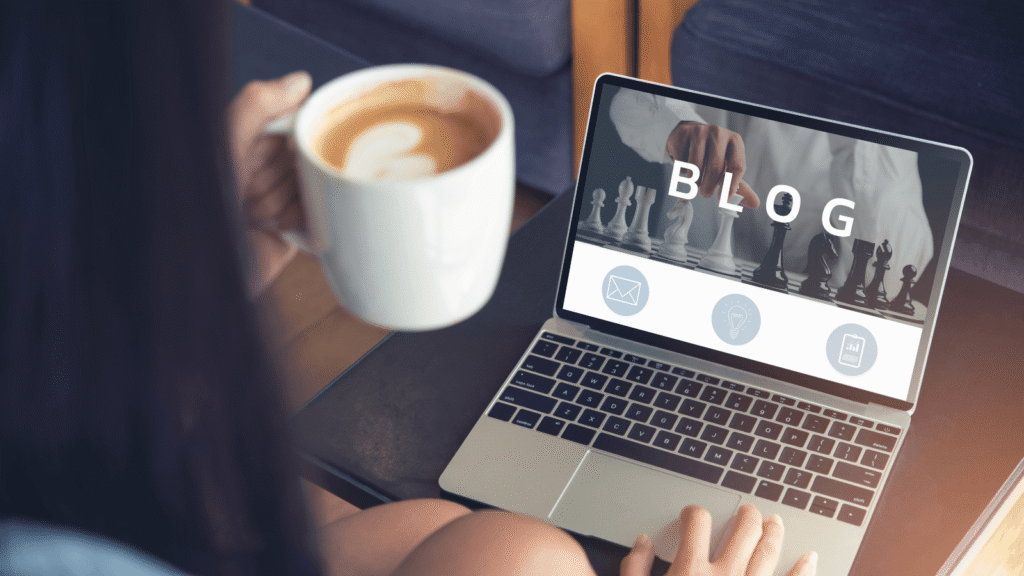 person reading a website's blog